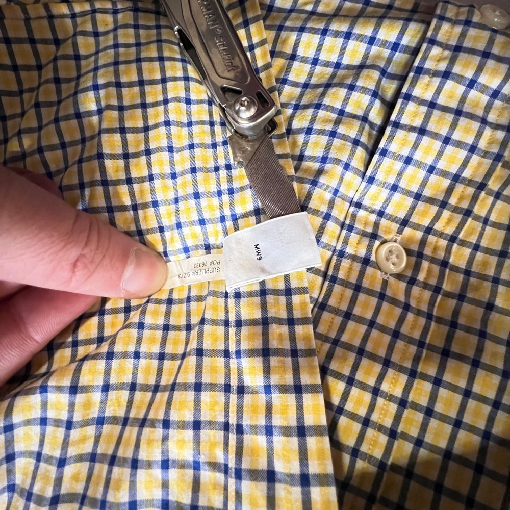 Polo Ralph Lauren Mens Short Sleeve Button Down Shirt Plaid Blue Yellow Size XXL - Picture 8 of 9